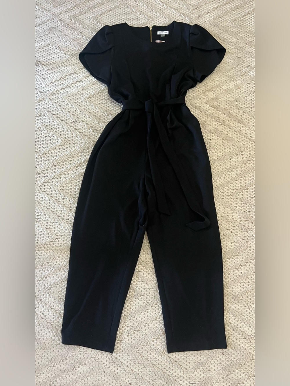 Calvin Klein Black Jumpsuit with pockets and short sleeve NWT